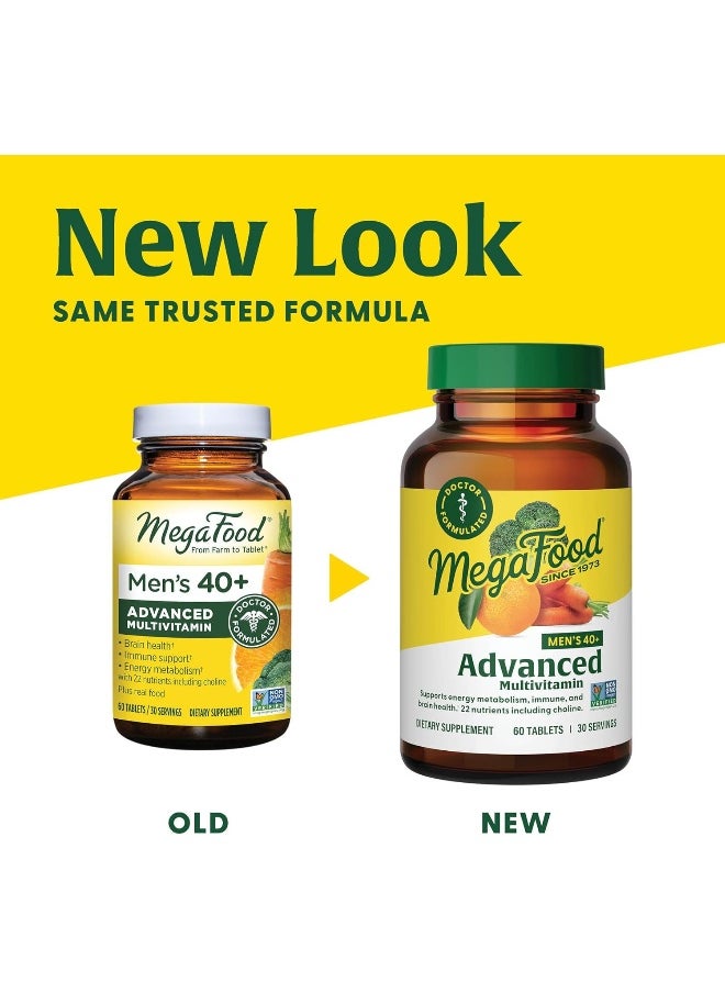 MegaFood Men'S 40+ Advanced Multivitamin For Men - Dr-Formulated - Choline, Vitamin B, Vitamin C, Vitamin D, Zinc & Real Food - Brain Health, Immune Support - Vegetarian - 60 Tabs (30 Servings)  - Image 3