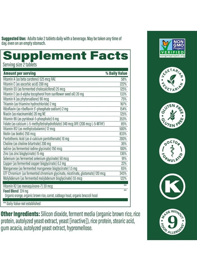 MegaFood Men'S 40+ Advanced Multivitamin For Men - Dr-Formulated - Choline, Vitamin B, Vitamin C, Vitamin D, Zinc & Real Food - Brain Health, Immune Support - Vegetarian - 60 Tabs (30 Servings)  - Image 2