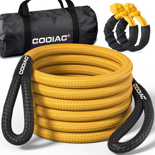 GODIAG 1"×20ft Kinetic Recovery Rope (33000lbs) Heavy Duty Energy Tow Rope with 2 Soft Shackles, Offroad Power Stretch Snatch Rope for Truck Jeep Car ATV UTV Tractor - Image 1