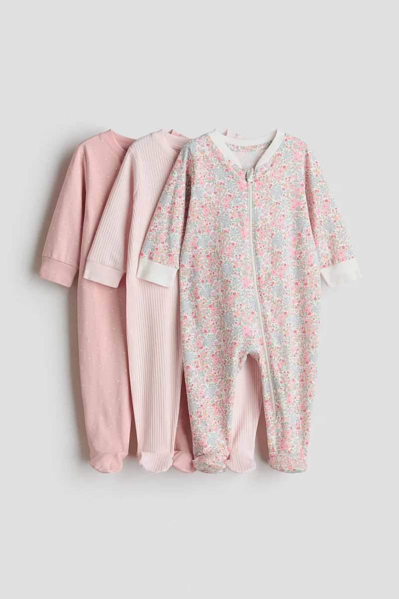 H&M 3-pack zip-up sleepsuits