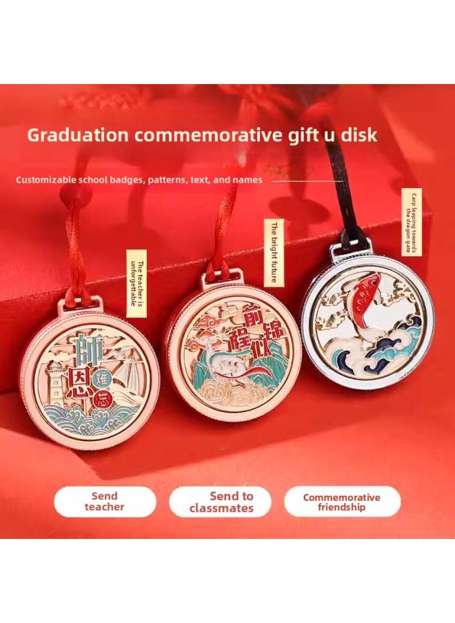 Generic Chinese Style U Disk 16g Creative Relief Scenic Spot Cultural Tourism Publicity Annual Meeting Activities To Commemorate The Cultural And Creative Gifts USB Customization-Color:Yuyue Bo Tao-glossy Silver+opp Bag-Capacity:16GB  - Image 2