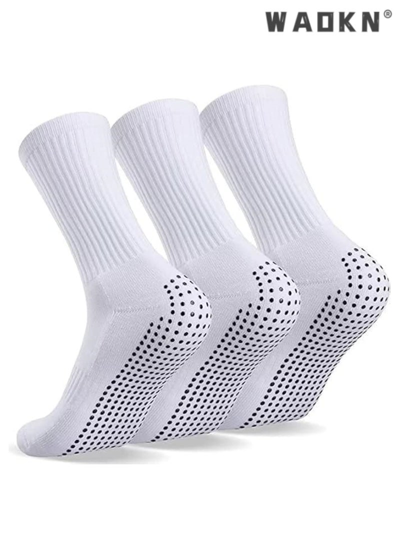 WAOKN 3 Pairs Professional Anti-Slip Sports Socks for Men & Women, Football & Basketball Socks with Rubber Anti-Slip Pads, Breathable & Anti-Blister, Suitable for Running, Hiking, Boxing & Rugby  - Image 1