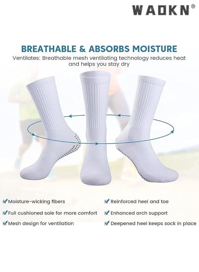 WAOKN 3 Pairs Professional Anti-Slip Sports Socks for Men & Women, Football & Basketball Socks with Rubber Anti-Slip Pads, Breathable & Anti-Blister, Suitable for Running, Hiking, Boxing & Rugby  - Image 4