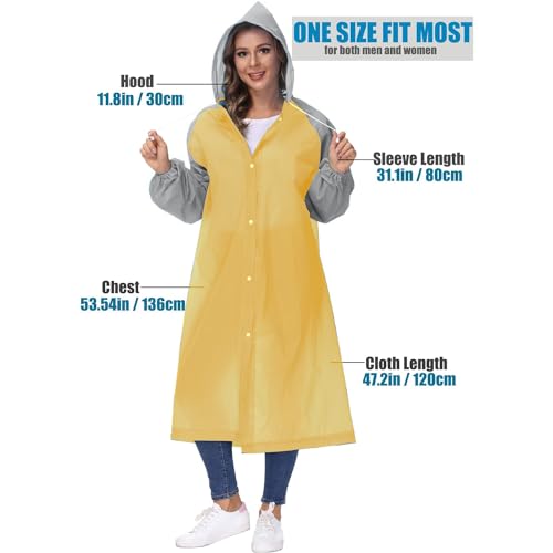 AllExtreme EVA Raincoat Transparent Reusable Water Resistant Rainsuit with Hood for Women Men (Yellow) - Image 4