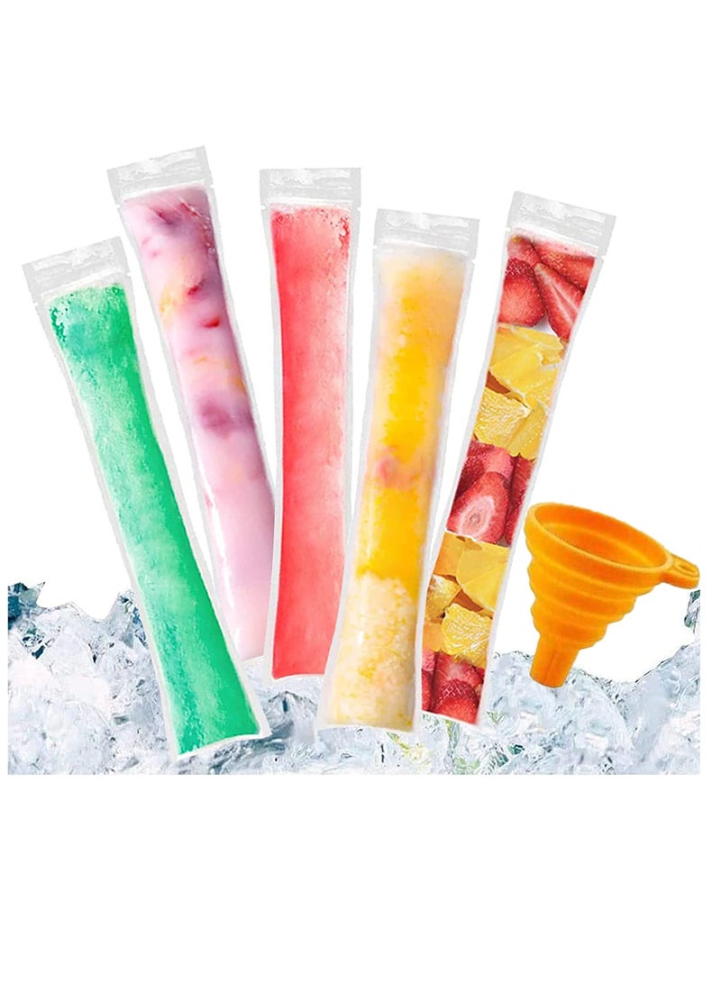 200 PCS Pop Bags Pop Mold Bags, Popsicle Pouches Popsicle Molds Bags BPA Free Ice Pop Pouch with A Funnel for Yogurt, Ice Candy, Ice cream Party Favors  - Image 1