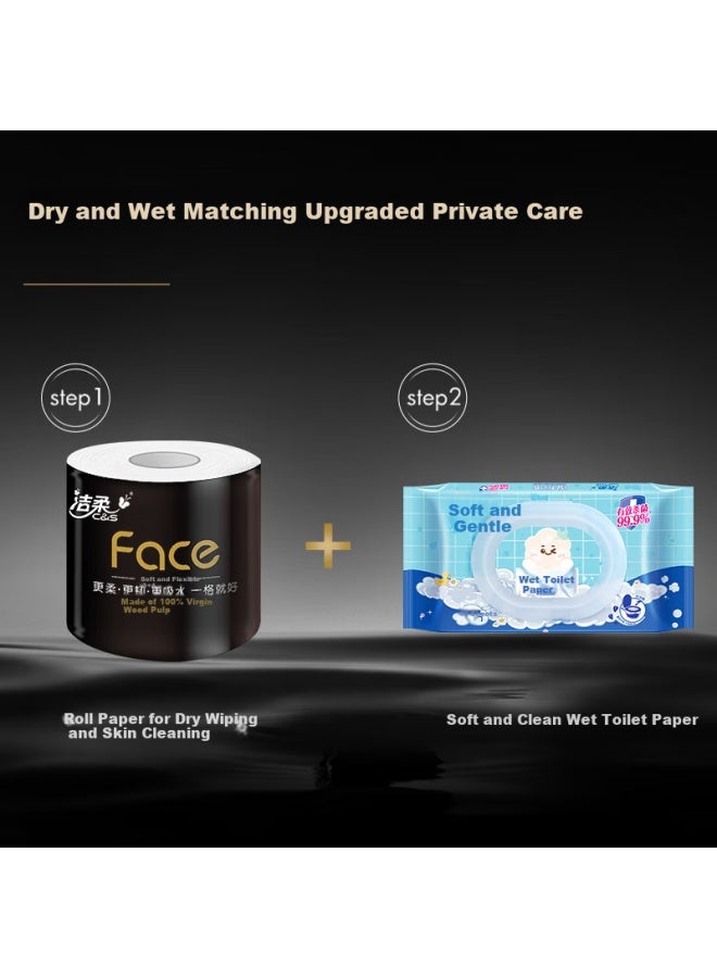 CS C&s Coreless Toilet Paper Black Face 4-ply 200g*10 Rolls Thick, Tough, Durable Toilet Paper Roll Tissue Box - Image 4