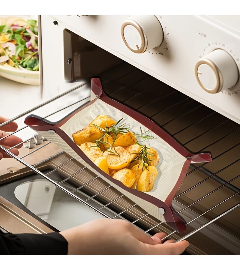 Thickened Silicone Baking Mat Reusable Oven Liner Heat Resistant 220°C Non Stick Cake Tray Pad With Buckle For 3D Folding Macaron Kitchen Baking Tools Outdoor Red - Image 2