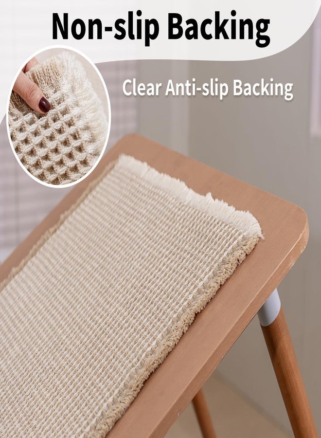 GRLYUH Waffle Runner Bath Mat - Long Boho Bathroom Rugs Non Slip Washable, Super Absorbent & Quick Dry, Soft Bath Mat Farmhouse Bathroom Decor, 24'' x 60'', Khaki and White - Image 5