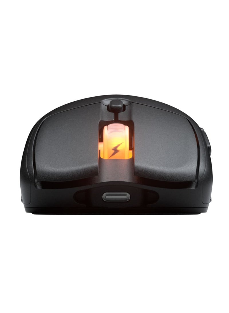 فناتيك ماوس ألعاب لاسلكي Fnatic Bolt مستشعر Pixart 3370 أسود، 69 جرام، عمر بطارية WiFi وBluetooth 110-210 ساعة، شحن USB-C، مفاتيح Kailh GM 8.0، 4 ملفات تعريف ومراحل DPI، نوافذ تزلج Virgin PTFE - Image 2