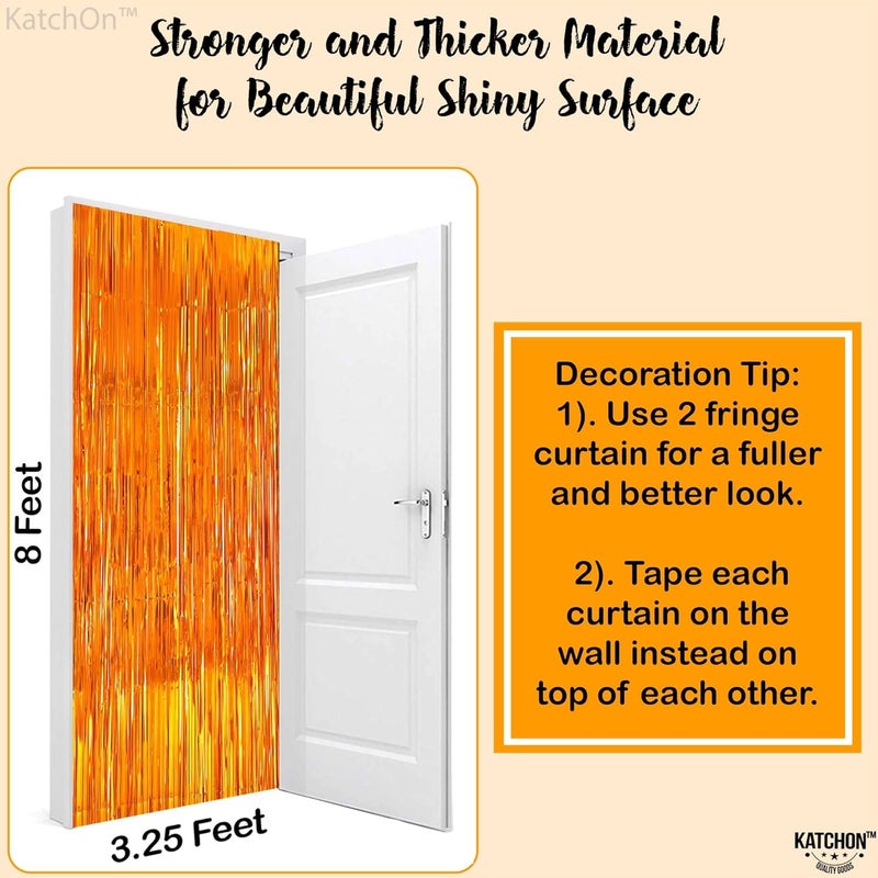 KatchOn, XtraLarge Orange Fringe Backdrop Curtain - 3.2x8 Feet, Pack of 2 | Orange Streamers for Basketball Party Decorations, Birthday Decorations, Graduation Decorations 2026 | Basketball Backdrop - Image 2