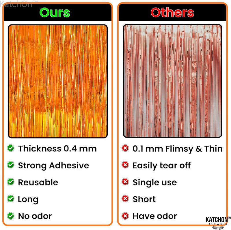 KatchOn, XtraLarge Orange Fringe Backdrop Curtain - 3.2x8 Feet, Pack of 2 | Orange Streamers for Basketball Party Decorations, Birthday Decorations, Graduation Decorations 2026 | Basketball Backdrop - Image 4