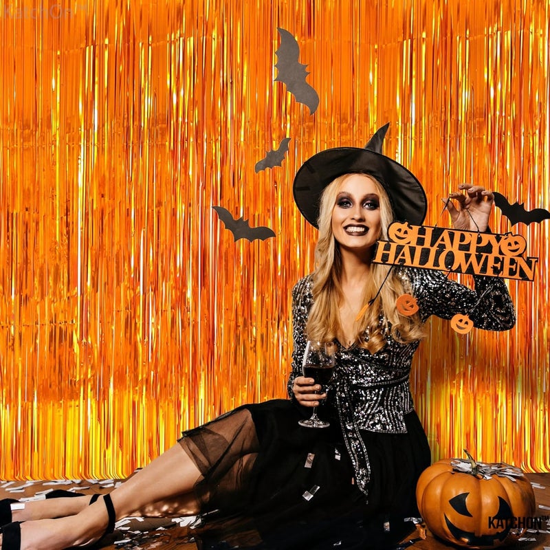 KatchOn, XtraLarge Orange Fringe Backdrop Curtain - 3.2x8 Feet, Pack of 2 | Orange Streamers for Basketball Party Decorations, Birthday Decorations, Graduation Decorations 2026 | Basketball Backdrop - Image 5