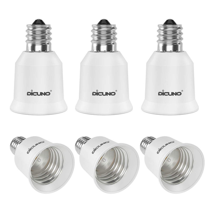 DiCUNO E17 to E26 Adapter Intermediate E17 Socket to Standard E26 Socket Converter LED Light Bulb Converter Max Wattage 200W 200 Heat Resistant 6Pack