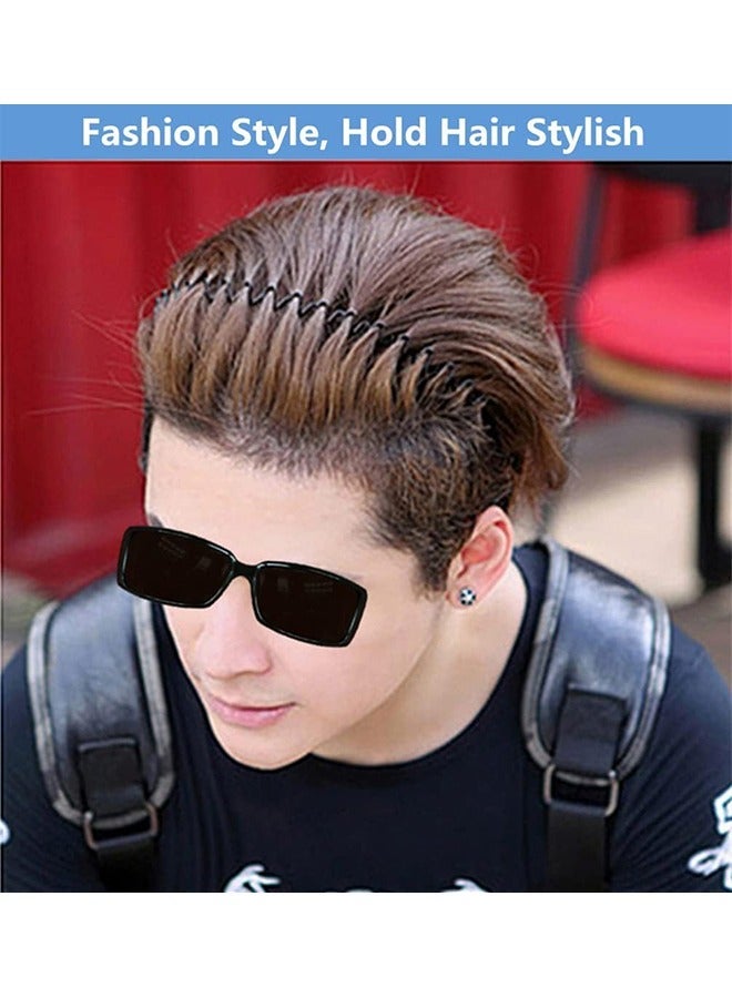 Metal Hair Bands for Men Women's Headbands, Unisex Black Wavy Spring Sports Headband for Men's Hair Band Hoop Clips Women Accessories Simple Elastic Non Slip Wide Headwear Bandeau Outdoors - Image 3