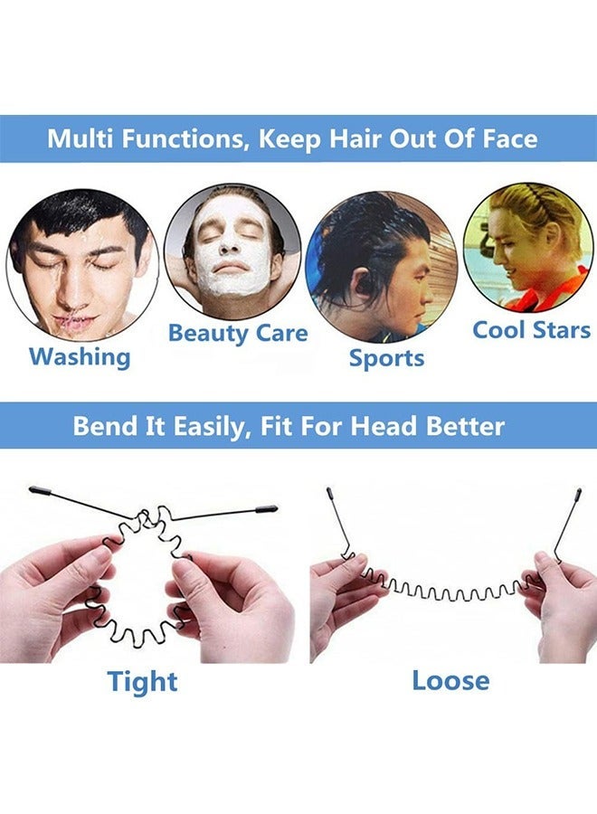 Metal Hair Bands for Men Women's Headbands, Unisex Black Wavy Spring Sports Headband for Men's Hair Band Hoop Clips Women Accessories Simple Elastic Non Slip Wide Headwear Bandeau Outdoors - Image 5