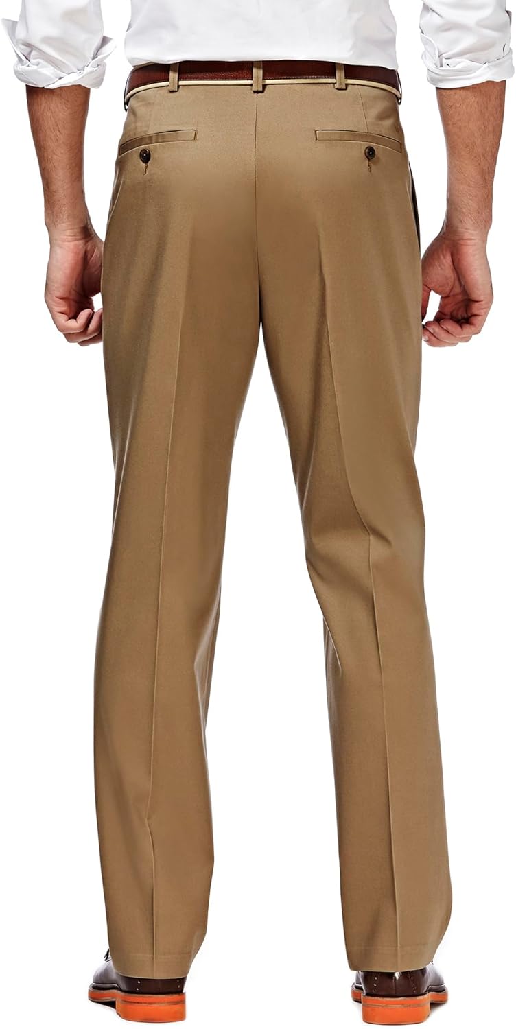 Haggar Men's Premium No Iron Khaki Classic Fit Pleat Front Casual Pant - British Khaki, 38W / 34L - Image 3