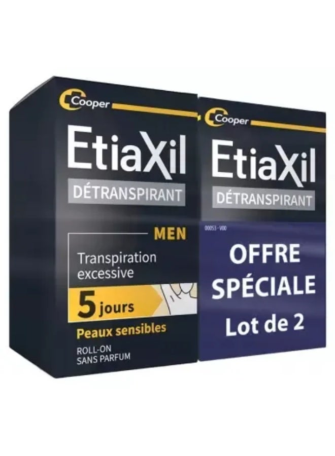 Etiaxil Antiperspirant Men Sensitive Skin Roll-On 2 x 15 ml - Image 1