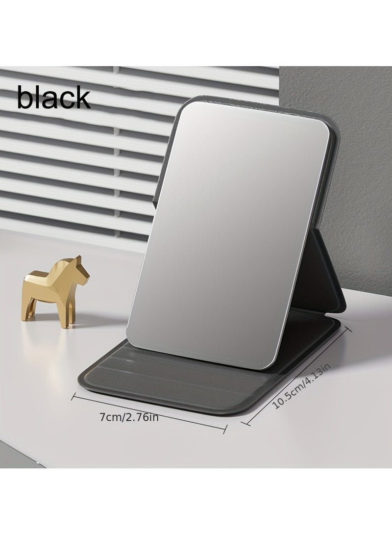 Foldable Luxury Vegan Leather Makeup Mirror – HD Anti-Distortion Glass with Compact Dual-Angle Design | Portable Desk & Travel Mirror, Non-Toxic Polished Finish (Formaldehyde-Free) - Image 3