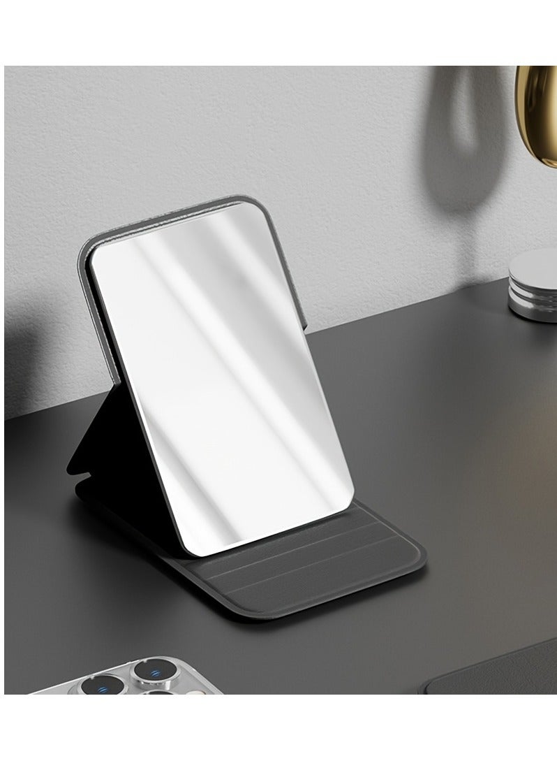 Foldable Luxury Vegan Leather Makeup Mirror – HD Anti-Distortion Glass with Compact Dual-Angle Design | Portable Desk & Travel Mirror, Non-Toxic Polished Finish (Formaldehyde-Free) - Image 1