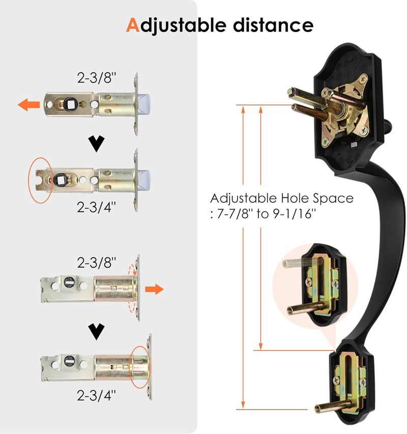 Haidms Matte Black Front Door Handle and Deadbolt Set, Front Door Lock Set, Entry Door Locksets with Deadbolt Single Cylinder, Exterior Door Handle with Reversible Handle Lever - Image 3