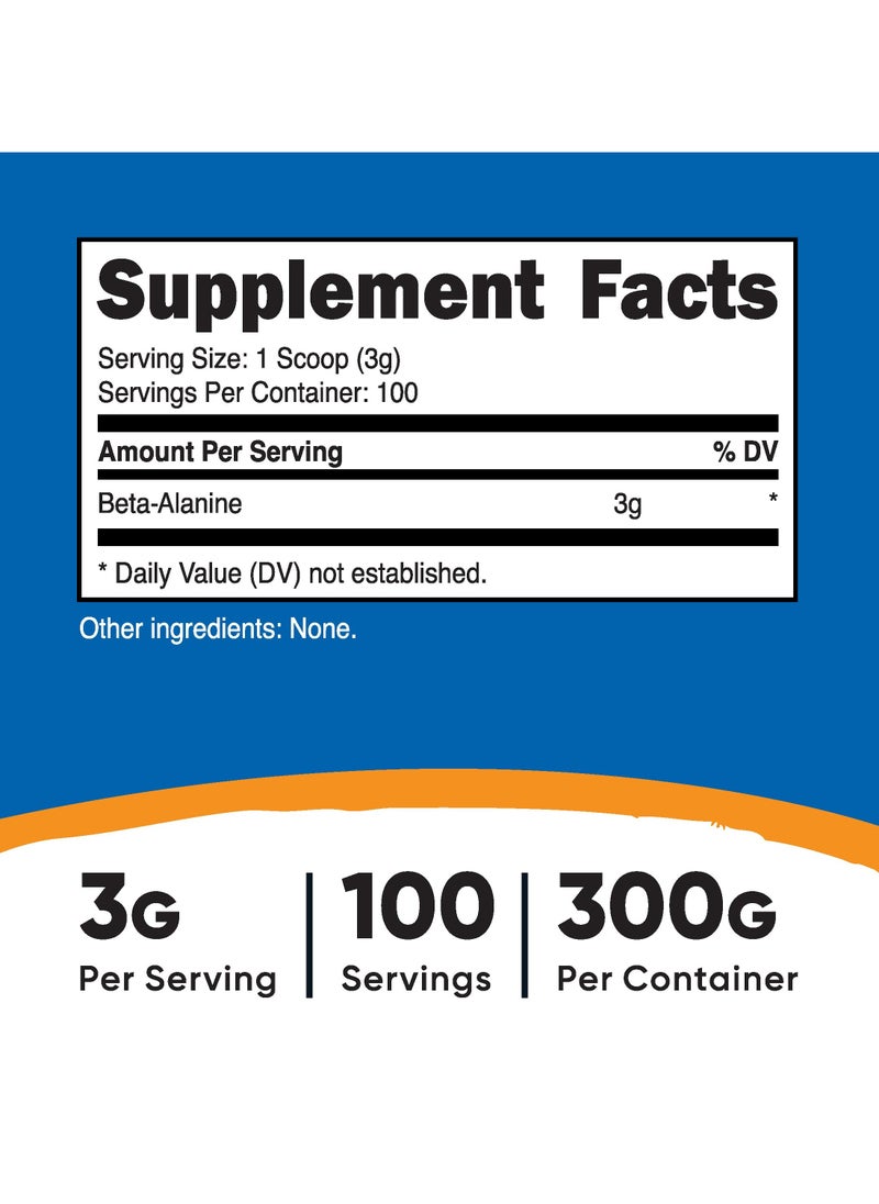 Nutricost - Beta-Alanine, 3G Per Serving, 100 Servings, 300g Per Container- Unflavored Net Wt.10.7 Oz (300 G ) Dietary Supplement - Image 1