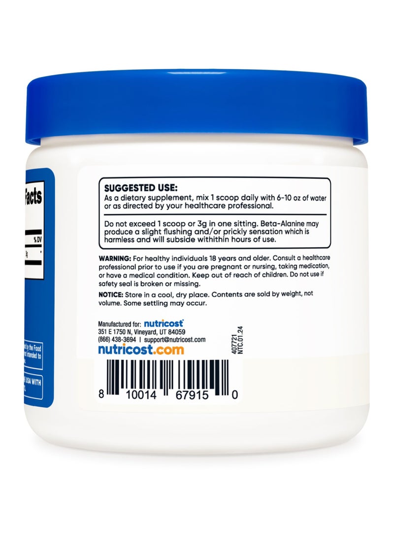 Nutricost - Beta-Alanine, 3G Per Serving, 100 Servings, 300g Per Container- Unflavored Net Wt.10.7 Oz (300 G ) Dietary Supplement - Image 1