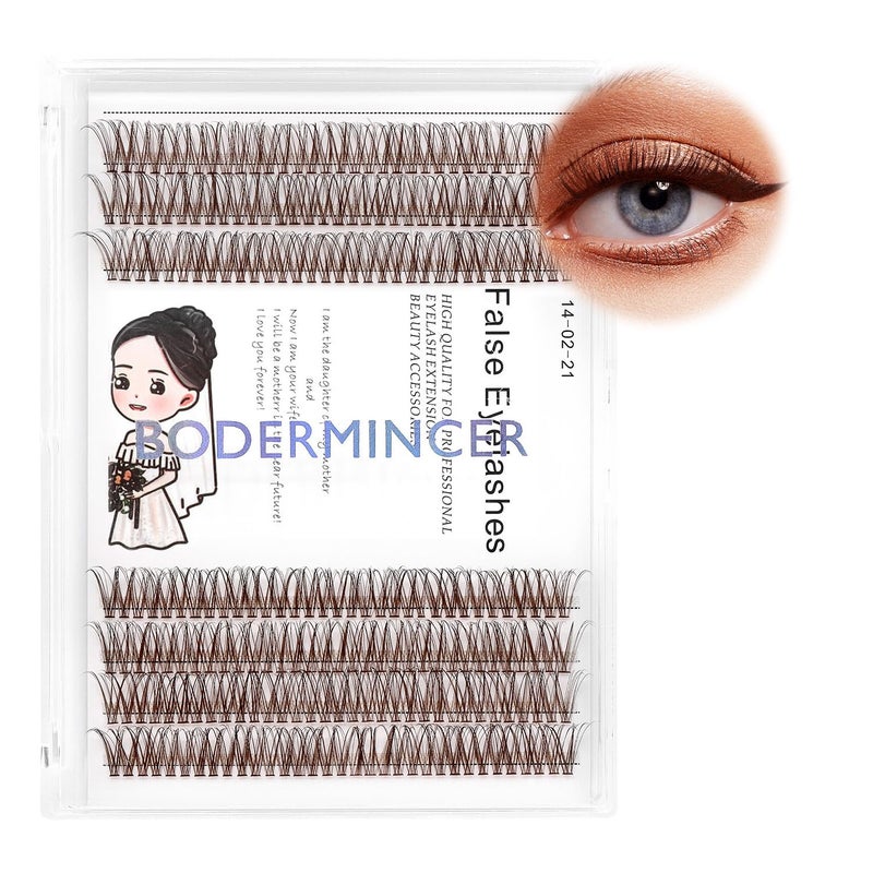 Bodermincer 231 Clusters D Curl Dark BrownBlack Individual Eyelash Extension Fish Tail Cluster Eyelashes Premium Mink Lashes Professional Lash Extension 10mm Dark Brown