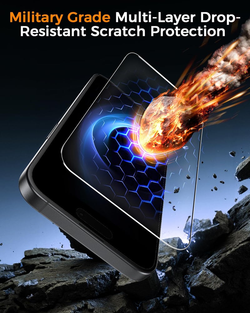 SIBEITU 3 Pack Screen Protector for iPhone 13 with 3 Pack Camera Lens Tempered Glass Protector, 6.1 Inch HD Clear Tempered Glass Film 9H Hardness Full Coverage, Scratch Resistent, No Air Bubbles - Image 3