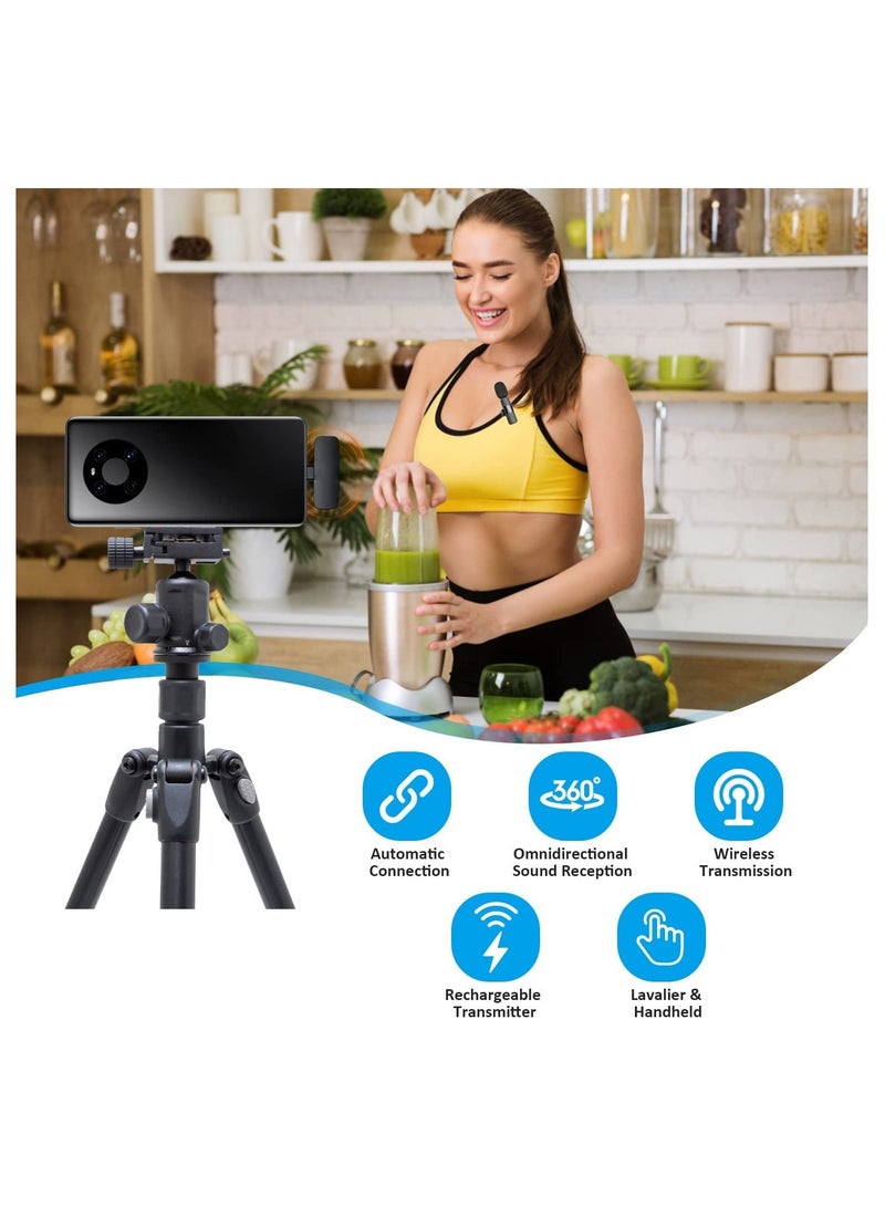 Professional Wireless Lavalier Lapel Microphone for Android Computer - Cordless Omnidirectional Condenser Recording Mic with USB C Interface for Interview Video Podcast Vlog YouTube - Image 2