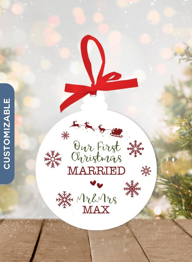Share the Love Personalised White Acrylic Christmas Bauble – Custom Festive Ornament for Holiday Décor - Image 1