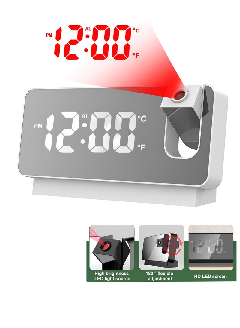 توشيونيكس ساعة منبه رقمية حديثة منضدية بإضاءة ليد وسقف حائط منبه شاشة عرض كبيرة 180 درجة واقي عريض للمنزل والمكتب وغرفة المعيشة وغرفة النوم والديكور على مدار الساعة والتاريخ واليوم والأسبوع ومزود بوصلة USB - Image 1