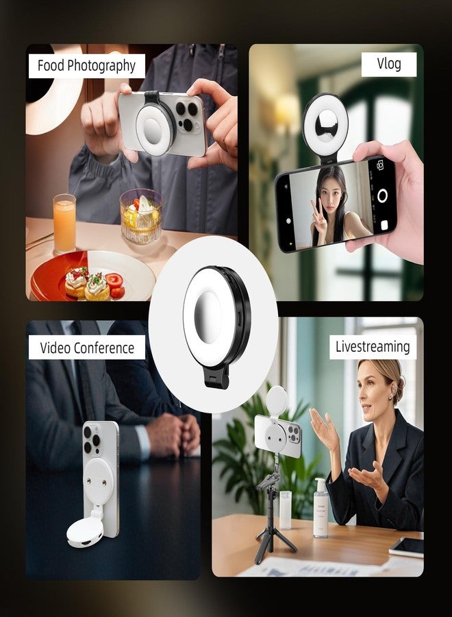 Flymile Magnetic Selfie Light for iPhone, LED Fill Ring Light for MagSafe with Adjustable, Compatible with Smartphone, for Selfies/Photography/TikTok/Video Conference, Portable & Rechargeable, Black - Image 5