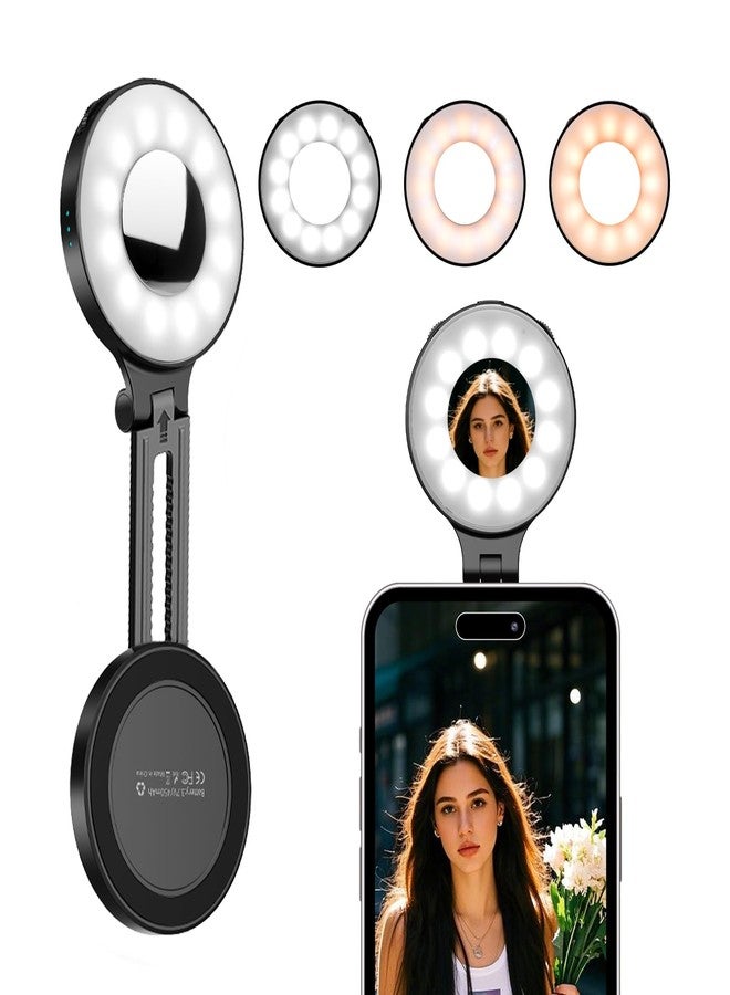 Flymile Magnetic Selfie Light for iPhone, LED Fill Ring Light for MagSafe with Adjustable, Compatible with Smartphone, for Selfies/Photography/TikTok/Video Conference, Portable & Rechargeable, Black - Image 1