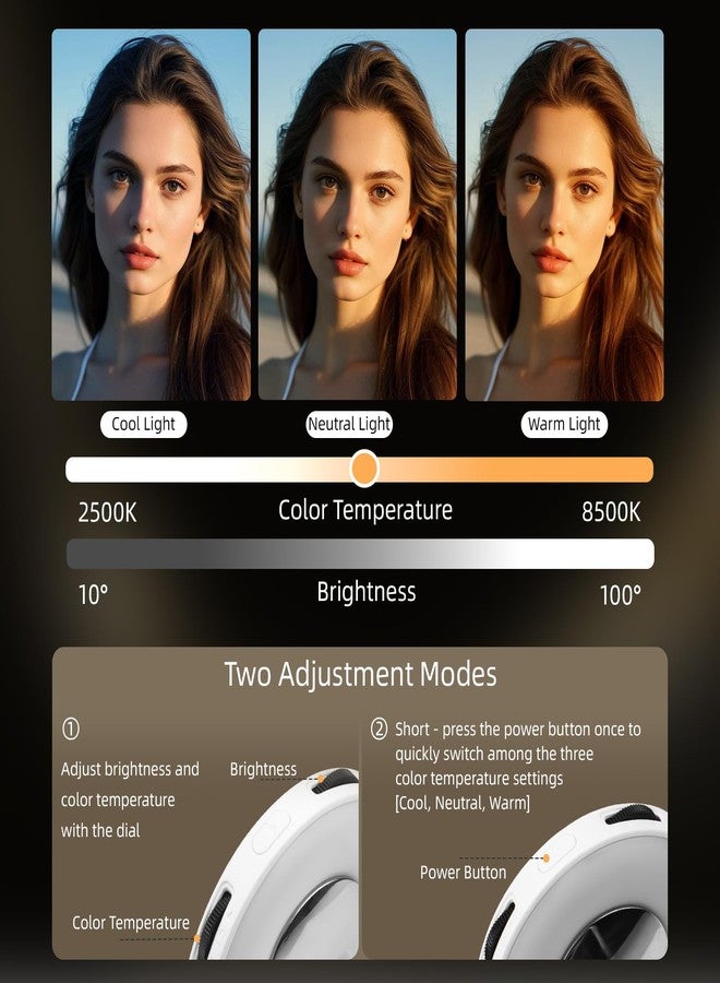 Flymile Magnetic Selfie Light for iPhone, LED Fill Ring Light for MagSafe with Adjustable, Compatible with Smartphone, for Selfies/Photography/TikTok/Video Conference, Portable & Rechargeable, Black - Image 4