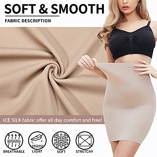 MISS MOLY Tummy Control Shapewear Dress for Women High Waist Half Slip Under Dresses Seamless Skirt Body Shaper Nude Small - Image 3