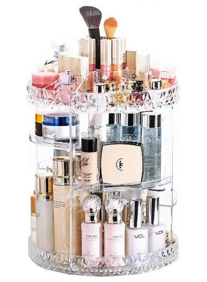 Acrylic Makeup Organizer, 360 Degree Rotating Countertop Cosmetic Perfume Storage Box, Suitable for Skin Care Products - Transparent Design - Image 1