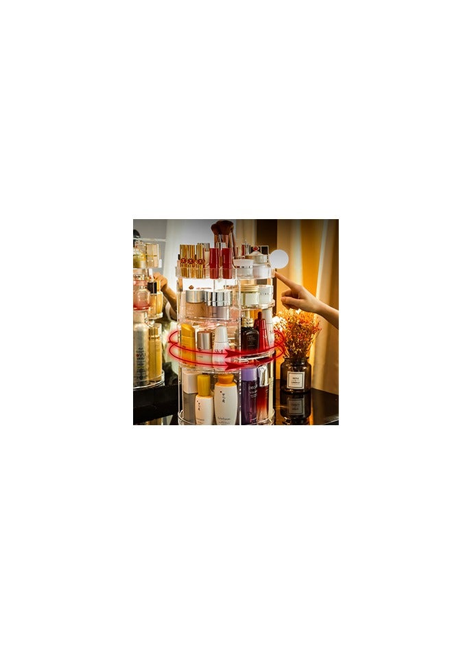 Acrylic Makeup Organizer, 360 Degree Rotating Countertop Cosmetic Perfume Storage Box, Suitable for Skin Care Products - Transparent Design - Image 3