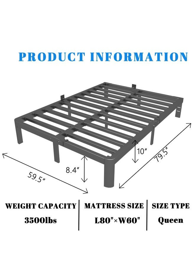 KOSOSO 10 Inch Queen Bed Frame, Black Bed Frame Queen Size with Metal Baffles, No Box Spring Needed, Heavy Duty Steel Support, Rounded Corner Design, Reserved Holes, Noise Free, Easy Assembly - Image 2