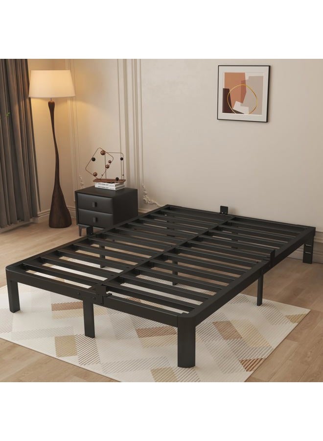 KOSOSO 10 Inch Queen Bed Frame, Black Bed Frame Queen Size with Metal Baffles, No Box Spring Needed, Heavy Duty Steel Support, Rounded Corner Design, Reserved Holes, Noise Free, Easy Assembly - Image 1