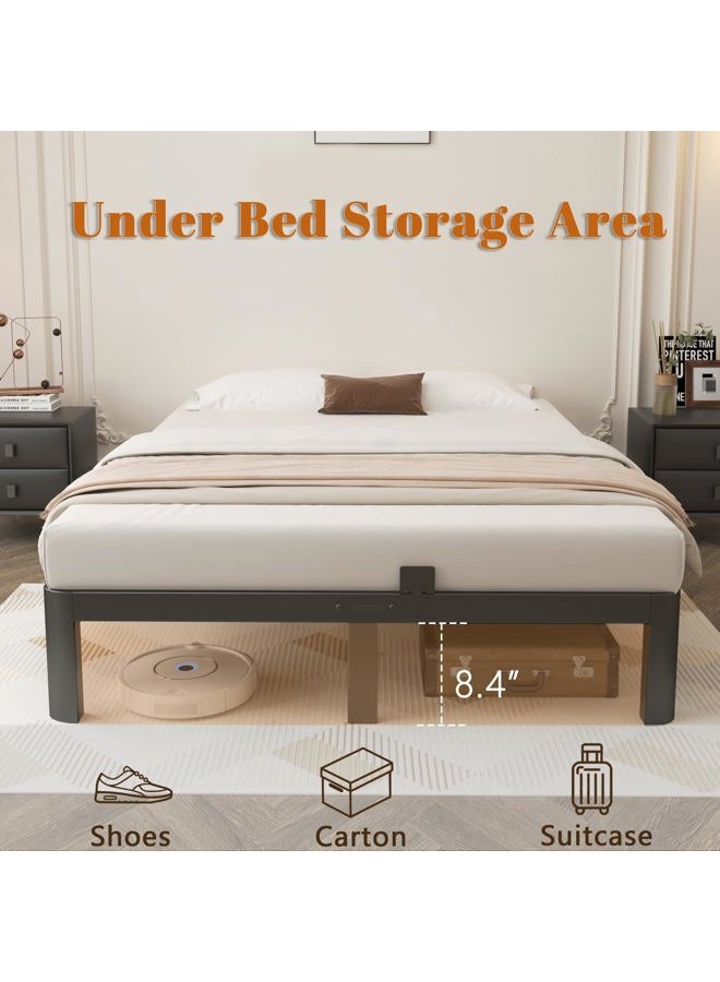 KOSOSO 10 Inch Queen Bed Frame, Black Bed Frame Queen Size with Metal Baffles, No Box Spring Needed, Heavy Duty Steel Support, Rounded Corner Design, Reserved Holes, Noise Free, Easy Assembly - Image 3