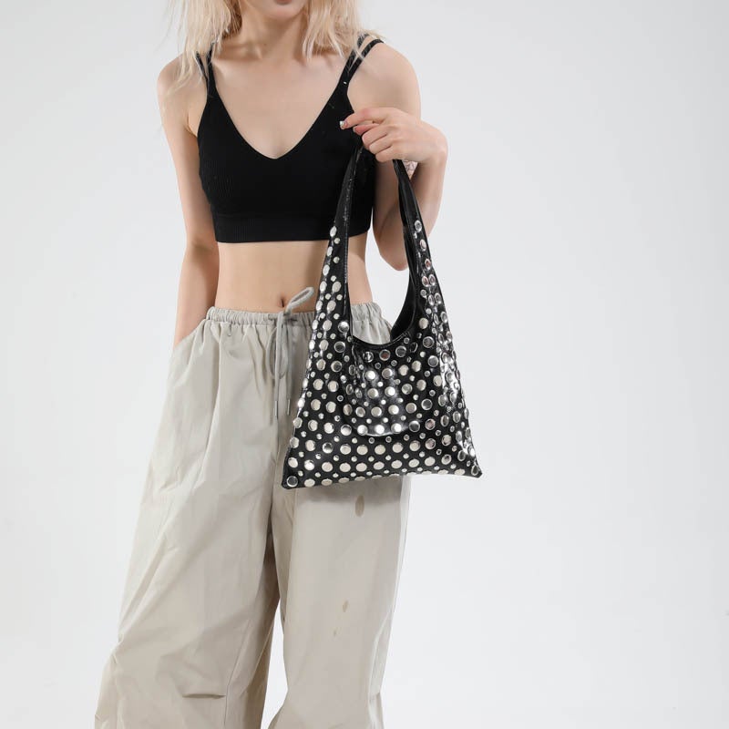 Fashion Women'S Bags Casual Stylish Trendy Cool Polka Dot Rivet Armpit Bag Bucket Bag Shoulder Bag - Image 5