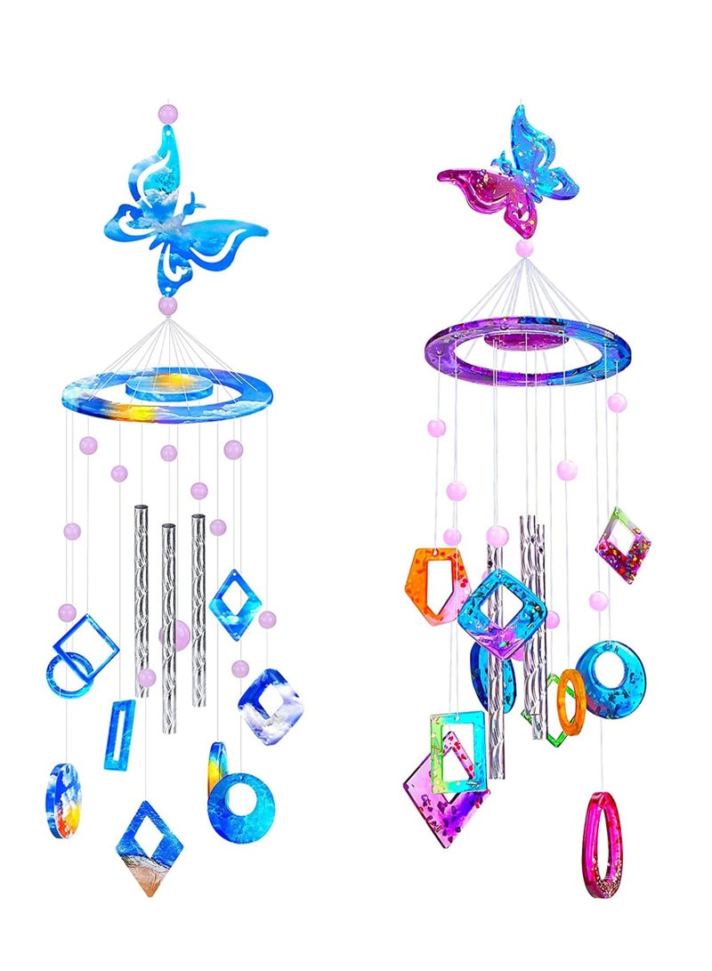 SYOSI Resin Mold, 62pcs Wind Chimes Resin Molds Silicone Kit Bundle Butterfly Design for Resin Casting, Wind Bell Epoxy Molds for Home Decor - Image 1