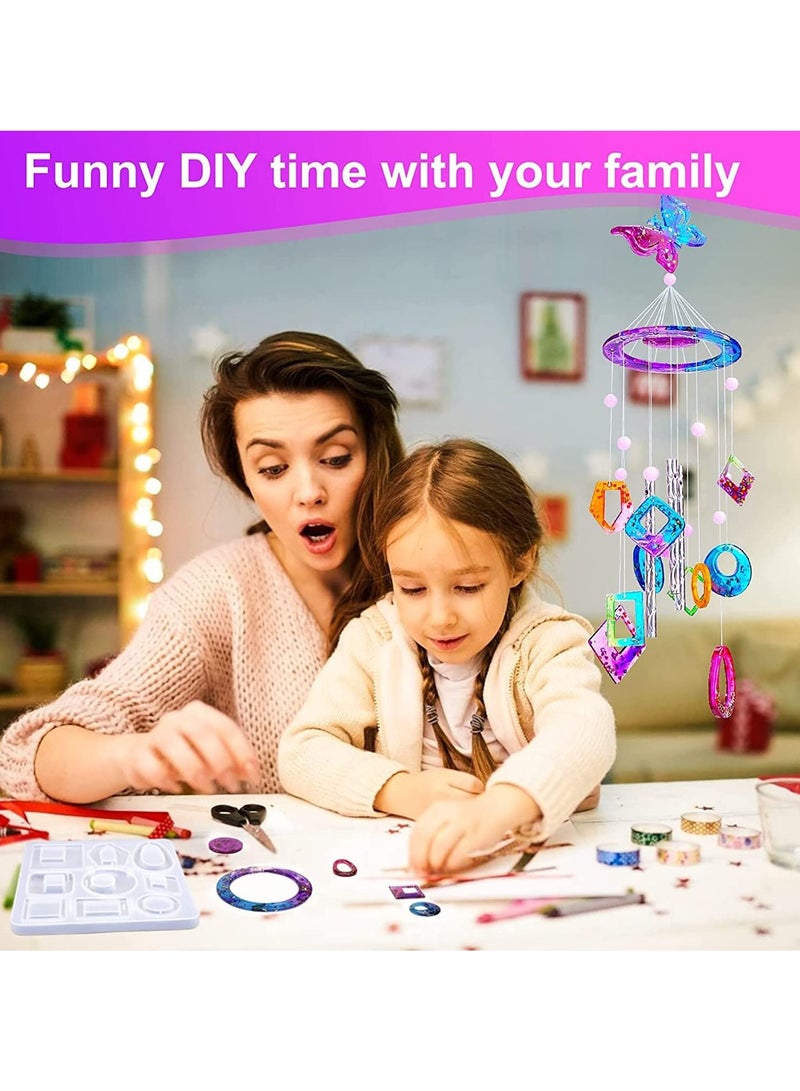 SYOSI Resin Mold, 62pcs Wind Chimes Resin Molds Silicone Kit Bundle Butterfly Design for Resin Casting, Wind Bell Epoxy Molds for Home Decor - Image 2