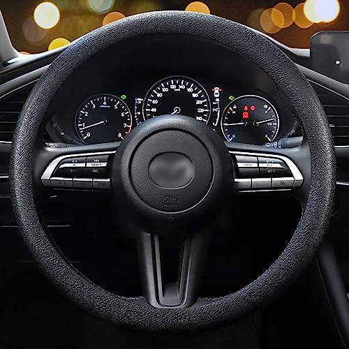 LRITER Car Steering Wheel Cover, Non-Slip Silicone Material, Multiple Color Choices, Universal Auto Parts Steering Wheel Cover, Suitable for Most Cars (Black) - Image 1