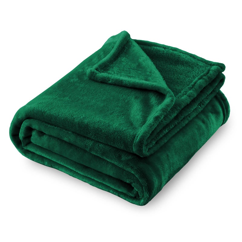 SOCHOW Flannel Fleece Blanket Twin Size All Season Lightweight Super Soft Cozy Blanket for Bed or Couch Green60inch X80