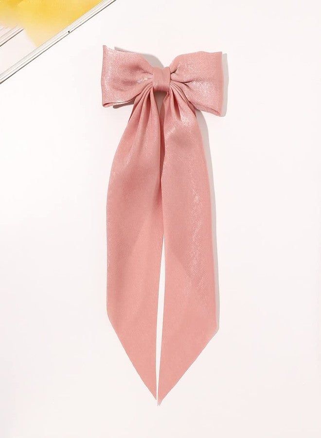 DINPREY Silk Satin Long Bow Hair Barrettes with Ribbon Bow Hair Clips For Women, Big Alligator Hair Bow Clips for Women and Girls (5pcs - mix color b) - Image 4