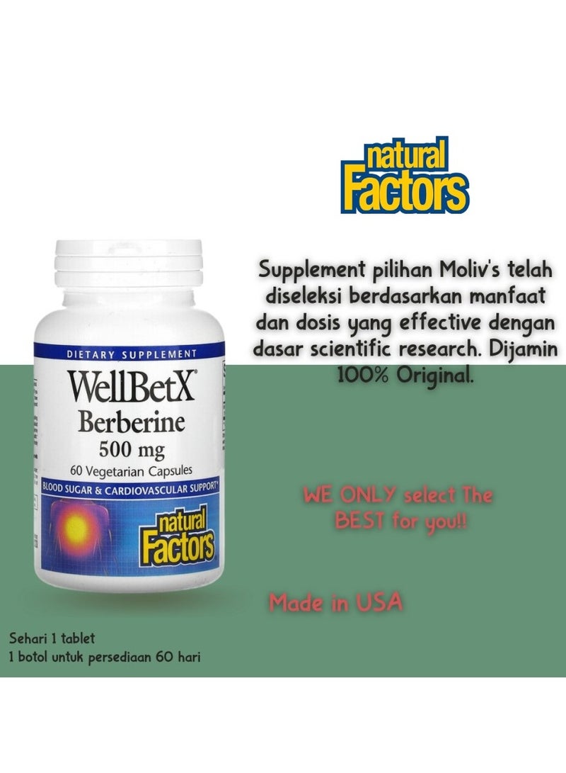 Natural Factors WellBetX Berberine 500 mg 60 Vegetarian Capsules - Image 3