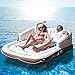Tangkula Inflatable Pool Float Giant Pool Lounger Floats 2 Adult Size with UPF50 Retractable Sunshade Ergonomic Backrest Armrest 2 Cup Holders Heavy Duty Adult Sunbathing Pool Lounge Raft - Image 3