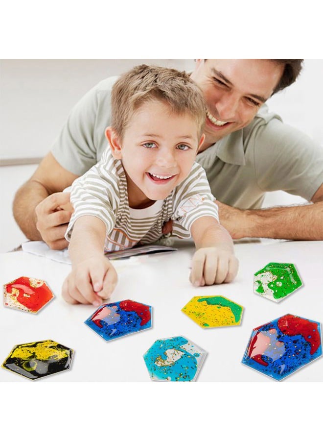 Art3d Hexagon Sensory Fidget Liquid Motion Tiles for Kids, Toddler, Teens - Interactive Soft Gel Liquid Play Mats for Home, Schools, Playrooms, Multi-Pack of 12 Tiles - Image 3