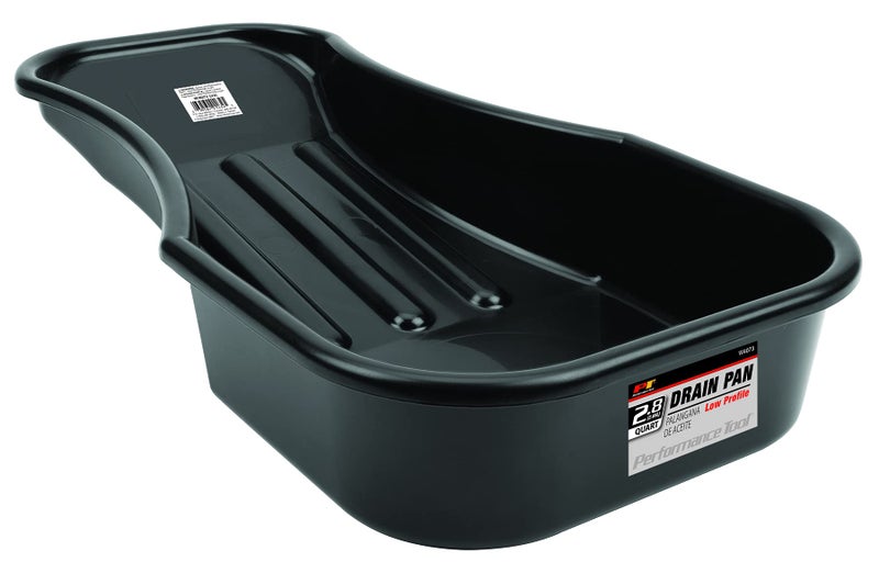 Performance Tool W4073 Heavy Duty 28 Quart Oil Drain Pan with Splash Guard and Tapered Spout for Lawn Equipment and Motorcycles